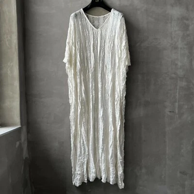 VESTIDO MYKONOS BOHO TEJIDO ENCAJE CAFTÁN CUBRE BLANCO *TALLA ÚNICA GRANDE Foto 1 de 4