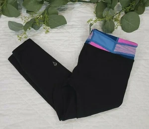 Ivivva Girls Reversible Tight Capri Leggings Size 14 Black Pink and Blue - Picture 1 of 8