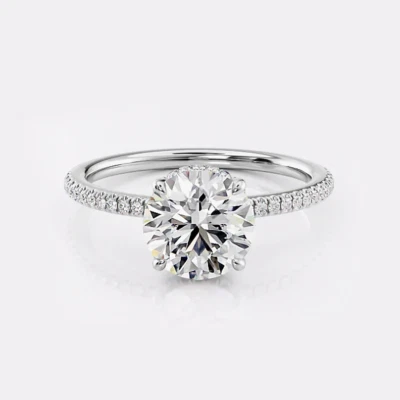 Diamond 18k Gold Engagement Ring Lab Grown Round Cut 1.90 Ct IGI White E F  VS - Image 1 of 4