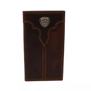 ARIAT Portafoglio rodeo da uomo marrone scuro con scudo argento centrale - Foto 1 di 3