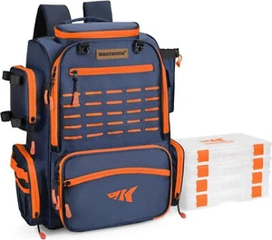KastKing Bait Boss Fishing Tackle Backpack with Rod Holders-4 Tackle Boxes-Ra... - Picture 1 of 6