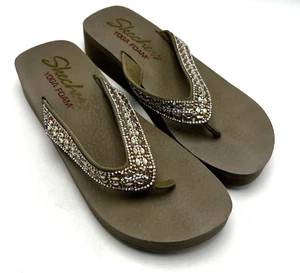Skechers Thong Sandal Women 8.5 Yoga Foam Flip Flop Bling Capsule Comfort Chunky - Picture 1 of 6