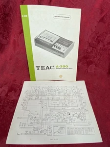 Teac A-350 Stereo Cassette Deck Instruction Manual Vintage 1970s & Schematics - Picture 1 of 13