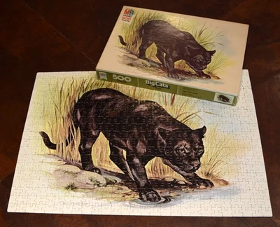 Vintage 1978 Big Cats Series Black Panther Jigsaw Puzzle Paul Whitney Hunter MB - Image 1 of 4