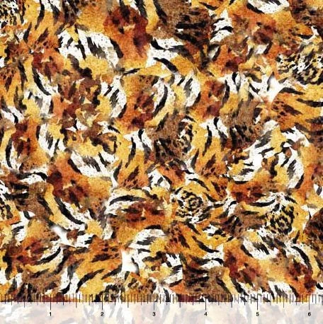 Cotton Eye of the Tiger Animal Skin Pattern Stripes Fabric Print by Yard D375.90 - Image 1 of 1