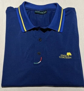 Chervo Finca Cortesin Golf Shirt Polo Men XL 56 Blue Embroider Yellow Logo Flaw - Picture 1 of 18