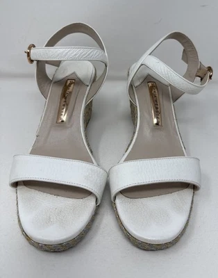 Sandálias anabela femininas Sophia Webster couro branco tamanho 39,5 - Imagem 1 de 4