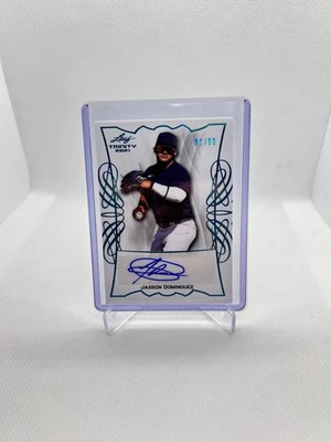 JASSON DOMINGUEZ 2021 Leaf Trinity BLUE TOP Prospect AUTO #/99 NY Yankees MINT  - Image 1 of 2