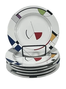 6 Vintage Sango RADIUS Salad Dessert Plates Mid Century Modern MCM Pop Art READ - Picture 1 of 11