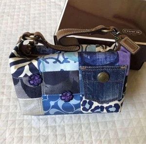 COACH Patchwork Denim Handbag mini bag Beautiful Women's Unused From Japan - Picture 1 of 12