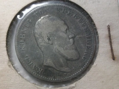 1876 F GERMAN EMPIRE Wurtenberg 2 MARK - Image 1 of 4