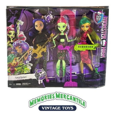 NIB 2015 RARE Monster High Dolls 3-Pack Fierce Rockers Clawdeen Venus Jinafire - Image 1 of 4