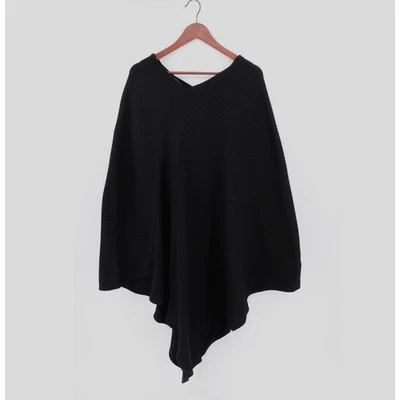 FRAKTURA Sweater Poncho Women 2XL/3XL Black Ribbed Knit Minimalist Travel Comfy - Image 1 of 4