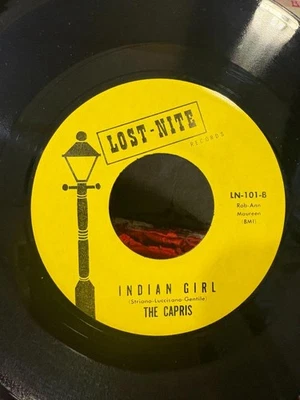7'' 45 RPM THE CAPRIS THERE'S A MOON OUT TONIGHT / INDIAN GIRL LOST NITE RECORDS Foto 1 de 2