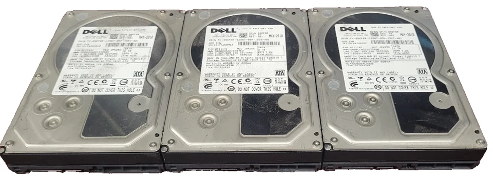 (Lot of 3) Hitachi Dell 2TB 7.2K 3.5" SATA HDD HUA722020ALA330 0F11141 9CF6R #73 - Image 1 of 3