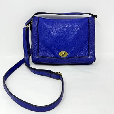 J.Crew Blue Leather Purse Crossbody Flat Bag Nautical Resortwear preppy Cruise - Image 1 of 4
