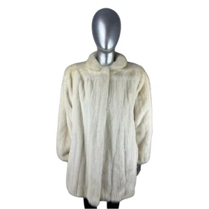 White MINK Stroller, SAGA MINK, Female Pelts, Sz L/XL, Certified Vintage Fur - Picture 1 of 10
