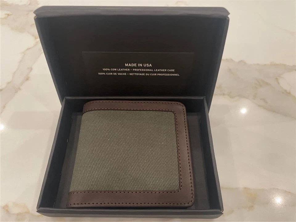 Filson Rugged Twill Packer Wallet Leather Canvas Bifold Otter Green Made in USA - Image 1 of 4