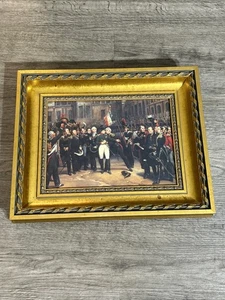 Napoléon fait ses adieux à sa garde à Fontainebleau Estampe encadrée 13,5x16" - Photo 1/6