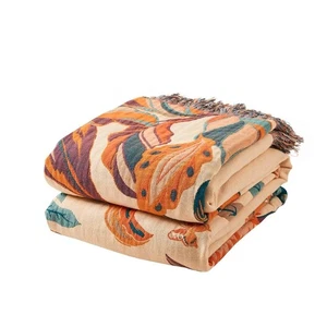 Boho Throw Blanket for Bed, 100% Cotton Soft Rustic Quilt Fall Blanket, 90"x9... - Picture 1 of 7