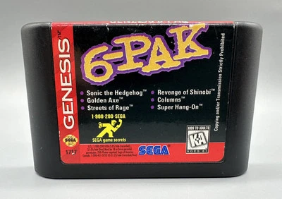6-Pak (Sega Genesis, 1995) *Cart Only* Authentic Tested & Cleaned! - Image 1 of 4