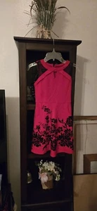 BCX Girl SIZE 7 RED AND BLACK Flowers FORMAL DRESS - Picture 1 of 2