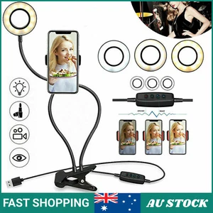 LED Selfie Ring Light with Cell Phone Holder Adjustable Stand Live Stream Lamp - Picture 1 of 12