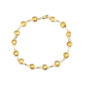 14K Yellow Gold Bracelet With Fancy Cut Citrine 7.5 Inches - Picture 1 of 3