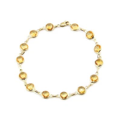 14K Yellow Gold Bracelet With Fancy Cut Citrine 7.5 Inches - Image 1 of 3