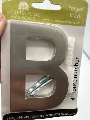 Architectural Mailboxes Forged Brass 4" House Letter B New - Image 1 of 4