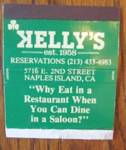 IRISH PUB MATCHBOOK MATCHBOX: KELLY'S (NAPLES ISLAND, CALIFORNIA) -E8 - Picture 1 of 1