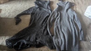 Victoria's Secret wool blend gray cowl neck chunky cable knit sweater dress Moda - Picture 1 of 12