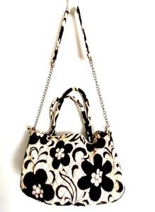 Vera Bradley Night & Day Convertible Shoulder Bag Quilted Purse White Black - Picture 1 of 12