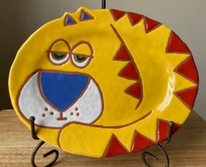 JANA JOHN SHOWKITTY POTTERY 10.75" Yellow Cat Clay Platter - Kentucky - EUC - Picture 1 of 2