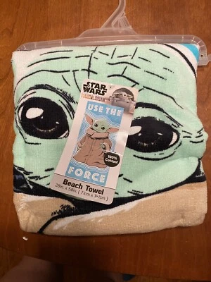  Toalla de playa Star Wars Baby Yoda Use the Force 28 X 58 100 % algodón nueva con etiquetas niño niña Foto 1 de 2