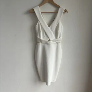 Lipsy White Fleur East Bodycon Dress Elegant Cut Outs Party Size UK 10 EUR 38 - Picture 1 of 11