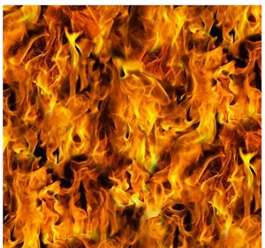 Under Fire: Gold Flames- Elizabeth Studios sold by the Yard - Picture 1 of 1