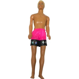 Barbie Glitter Beach KEN Doll Mattel 1991 Blonde Pink Swim Trunk Surfer Shorts - Picture 1 of 19