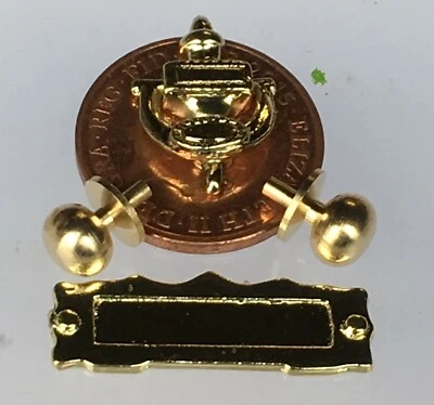 Door Furniture Set Knocker, Letterbox & Door Knobs Tumdee 1:12 Scale Dolls House - Image 1 of 4