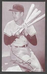 1947-66 EXHIBIT SUPPLY COMPANY Dale Long PIRATES ( P on Cap ) VG-EX A - Bild 1 von 2