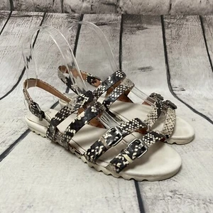Madewell Sandals Womens Size 5.5 Leather Clemente Strappy Animal Print Gray - Picture 1 of 11