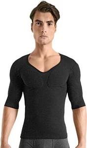 Rounderbum | Compression Shirt Men - Mens X-Small, Black Padded Muscle  - Picture 1 of 7