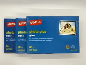 Staples Photo Plus gloss paper 4X6 60 sheets Brand New Sealed. (3 Pks 180 sheet) - Picture 1 of 6