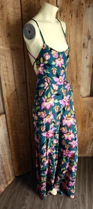 Free People Floral Pattern Strappy Back Jumpsuit Size 6 - Picture 1 of 4