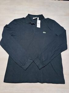 NWT ($125) Lacoste Men's Black Classic Fit Long Sleeve Polo  Shirt Size 3/S