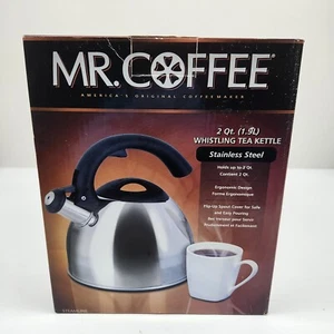 Tetera Mr. Coffee Whistling acero inoxidable 2 cuartos diseño ergonómico nueva en caja - Imagen 1 de 9