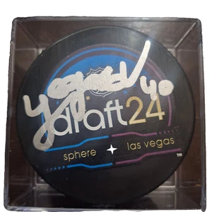 Mikhail Yegorov New Jersey Devils 2024 Draft Signed Puck - Picture 1 of 1
