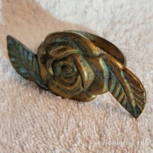 Soporte de anillo de servilleta de latón hecho a mano India antiguo hallazgo patrimonial - Imagen 1 de 6