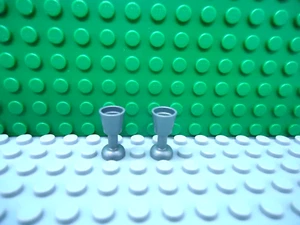 Lego mini figure 2 Flat Silver Goblets Drinking Glass NEW - Picture 1 of 1