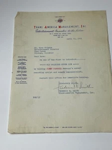 1951 JIMMY FARRELL Singer Management letter vintage nightclub Mercury Recording - Picture 1 of 2